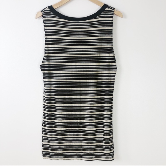 Gold Compass print Striped Hi-Low Tank Top - Picture 5 of 9